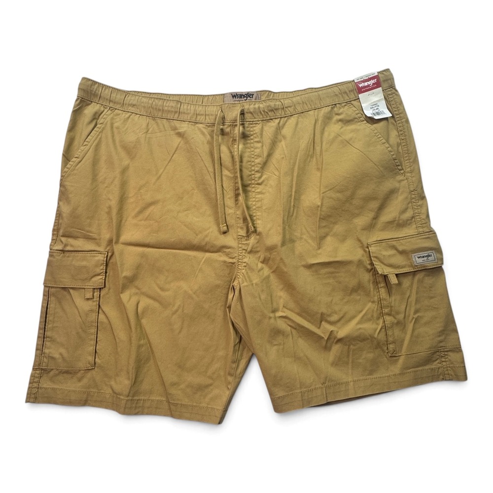 NWT Wrangler Authentics Cargo Shorts Elastic Waist Utility Mens Tan XXL 46-48